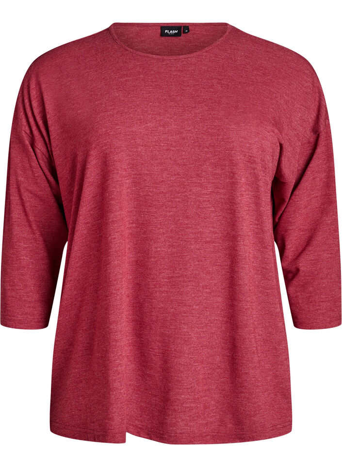 Jerseybluse med 3/4 &aelig;rmer, R&oslash;d, Packshot image number 0