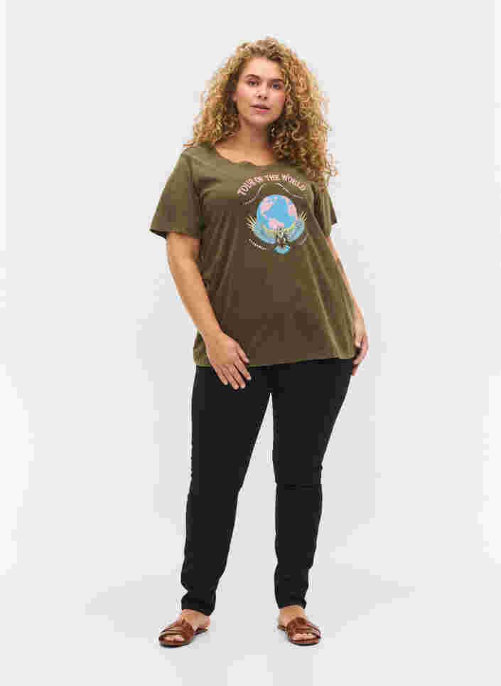 Kortærmet bomulds t-shirt med tryk , Ivy Green Wash, Model image number 2