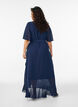 Maxikjole i chiffon med V-udsk&aelig;ring og fl&aelig;sekant, Bl&aring;, Model image number 1