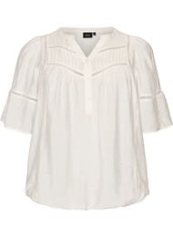 Viskosebluse med pintucks og ballon-effekt, Vanilla