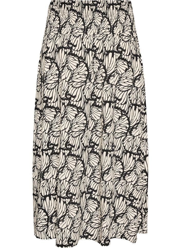 Maxinederdel i viskose med smock, Sort, Packshot image number 1