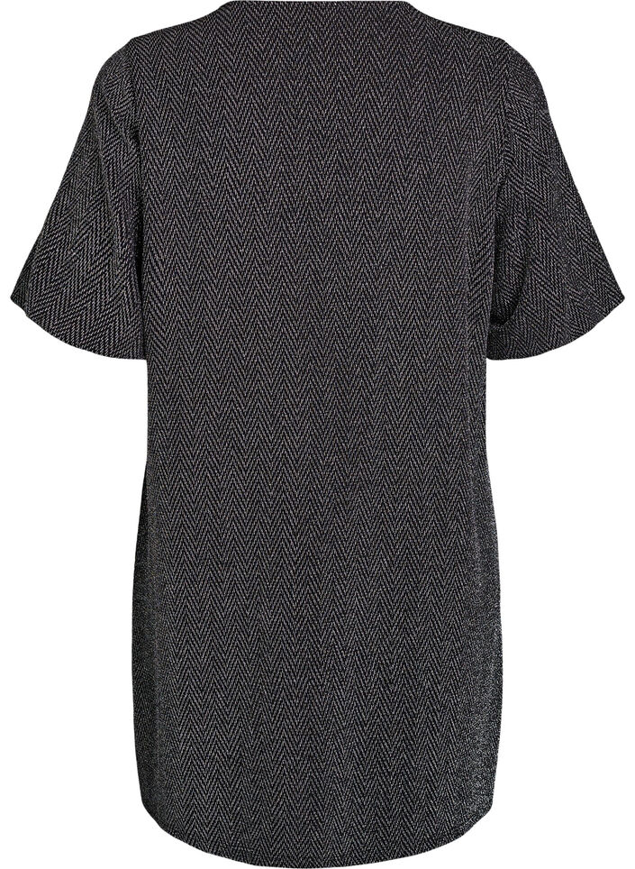 Kort kjole med glittermønster, Sort, Packshot image number 1