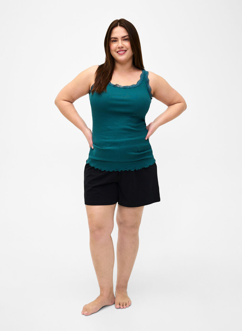 Top med blondekant, Gr&oslash;n, Model image number 1