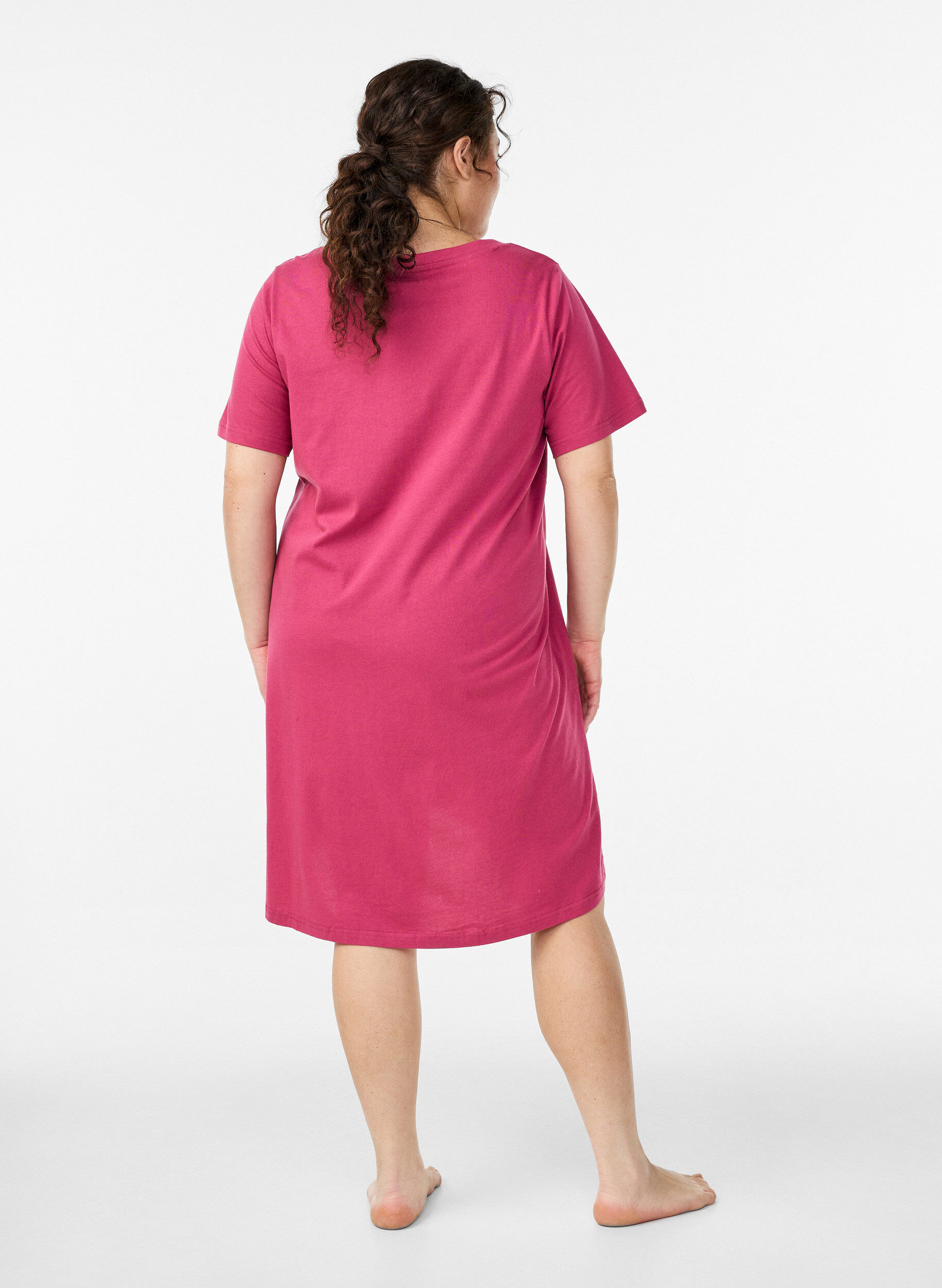 ZizziNatkjole i &oslash;kologisk bomuld med v-hals , R&oslash;d, Model image number 1