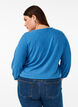 Bluse med struktur og 3/4 &aelig;rme, Bl&aring;, Model image number 2