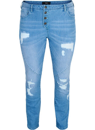 Slim fit Emily jeans med slid , Light blue, Packshot image number 0