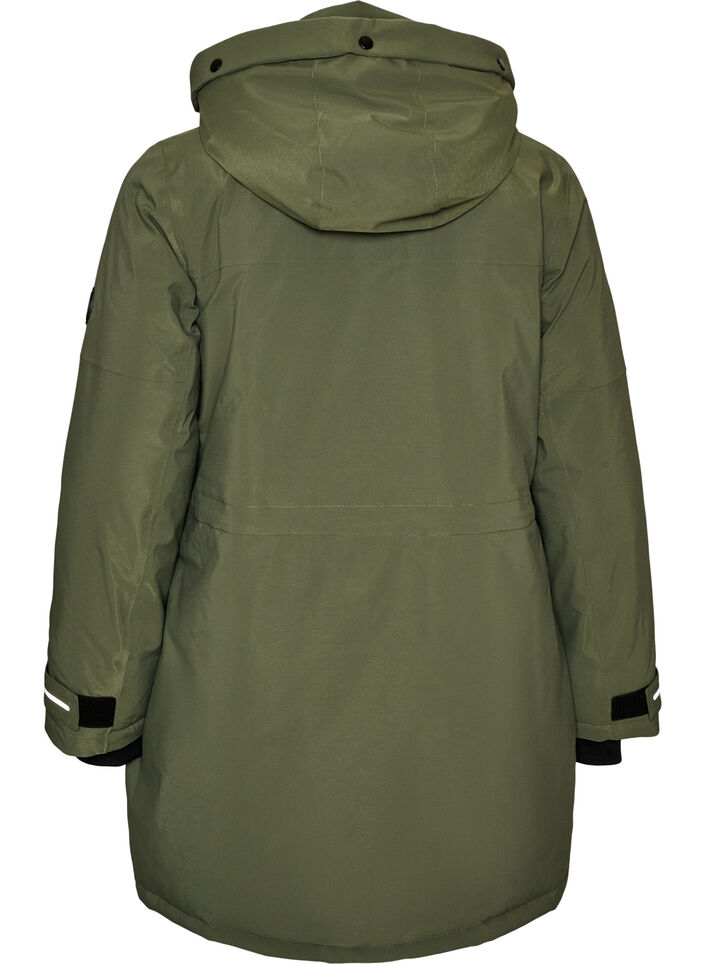 Vandafvisende parka med h&aelig;tte og funktionelle detaljer, Gr&oslash;n, Packshot image number 1