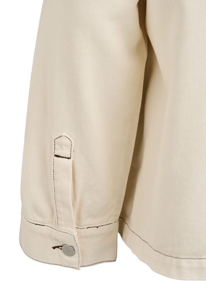 Jakke i farvet denim med kontrastkrave, Vanilla, Packshot image number 4