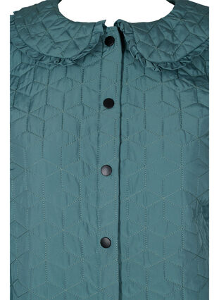 Quiltet jakke med krave og flæsekant, Sagebrush Green, Packshot image number 2