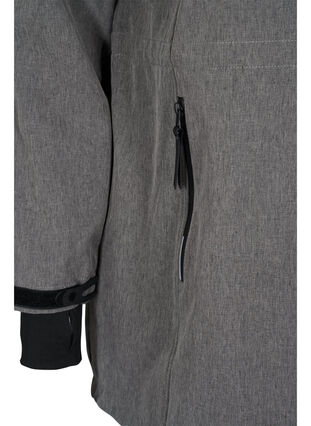 Softshell jakke med aftagelig hætte, Medium Grey Melange, Packshot image number 3