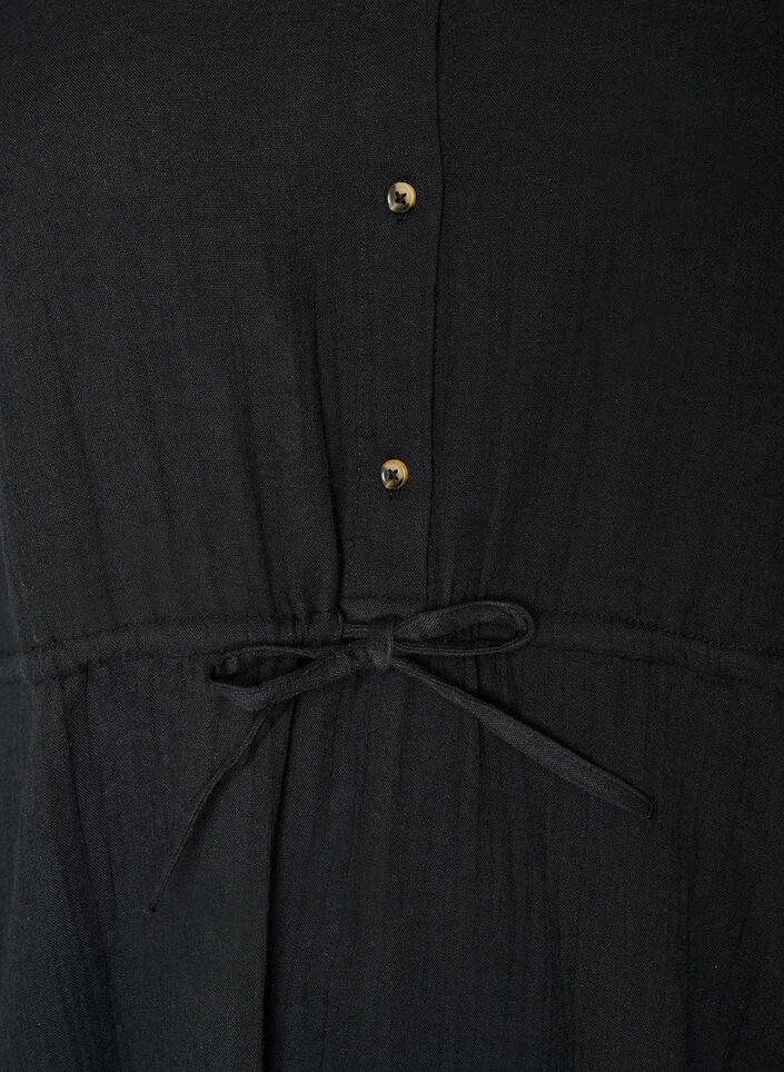 &AElig;rmel&oslash;s kjole i bomuldsmusselin med bindeb&aring;nd, Sort, Packshot image number 1