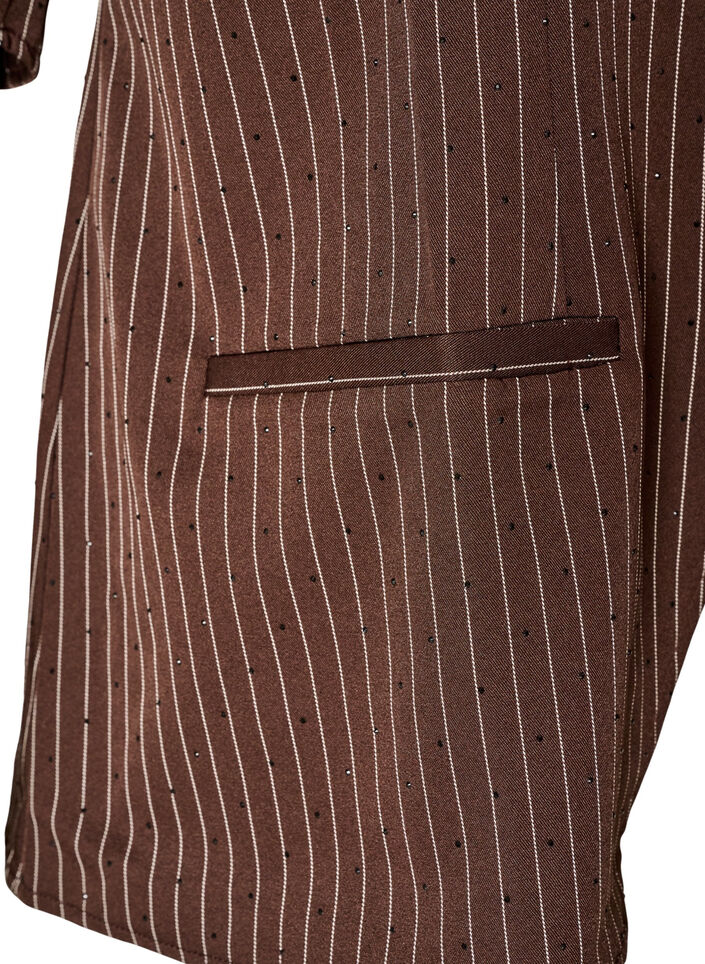 N&aring;lestribet bluse med rhinsten og knapper, Brun, Packshot image number 3