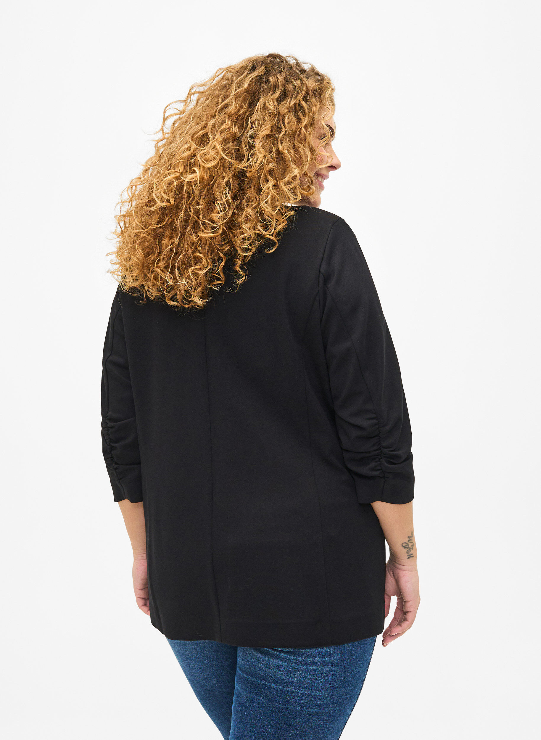 Zizzi Blazer med 3/4 &aelig;rmer , Black, Model image number 1