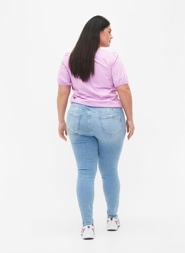 Højtaljede Amy jeans med super slim fit, Light blue, Model image number 1