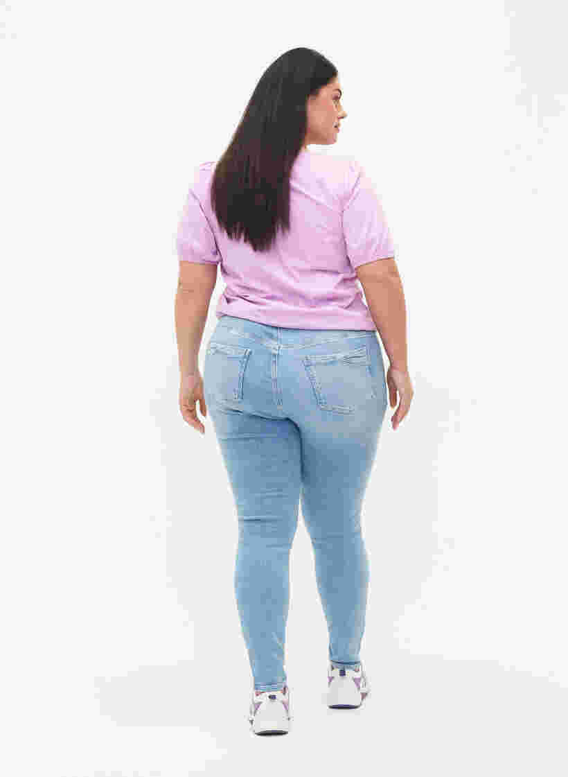 Højtaljede Amy jeans med super slim fit, Light blue, Model image number 1