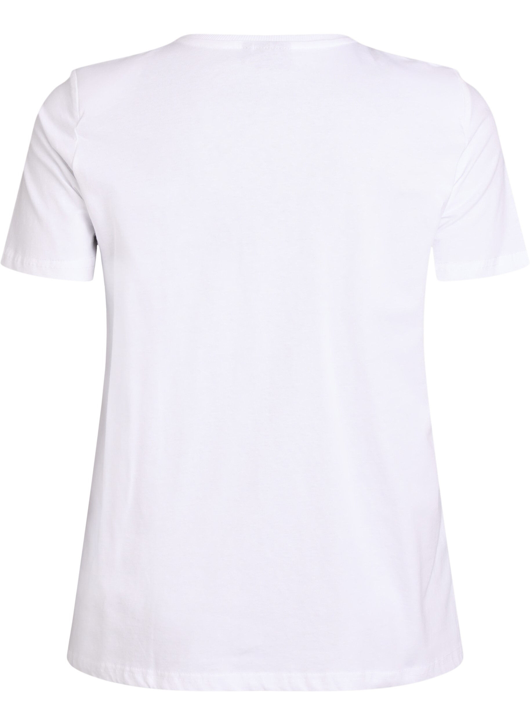 Zizzi Basic t-shirt i bomuld med skulderpuder, Hvid, Packshot image number 1