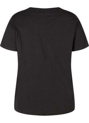 Kortærmet t-shirt med bred rib i halsen, Black, Packshot image number 1