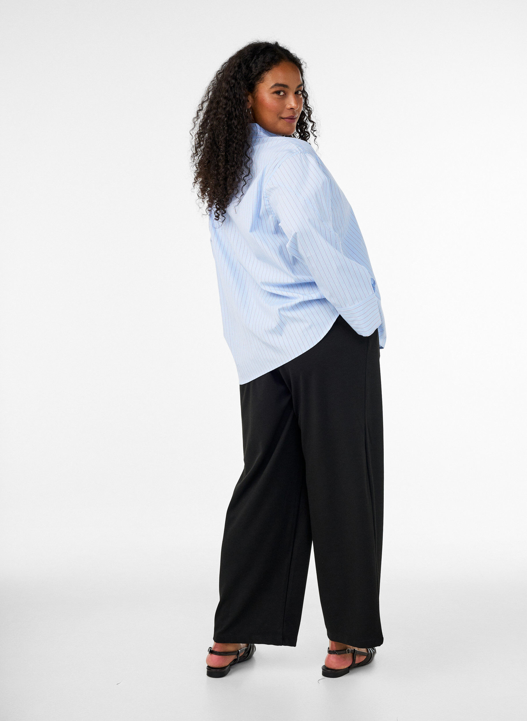 ZizziL&oslash;se jerseybukser med h&oslash;j talje, Sort, Model image number 1