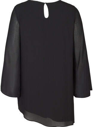 Tunika med asymmetrisk bund og pailletter, Black, Packshot image number 1