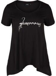 Kortærmet bomulds t-shirt med a-form , Black GLAMOROUS