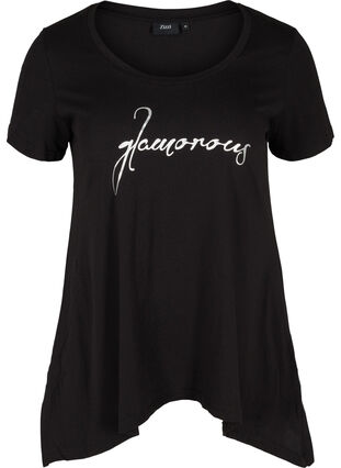 Kortærmet bomulds t-shirt med a-form , Black GLAMOROUS, Packshot image number 0