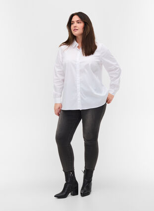 Klassisk skjorte med krave og knapper, Bright White, Model image number 2