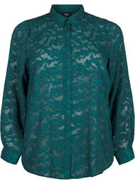 Jacquard skjorte med knapper, Rain Forest