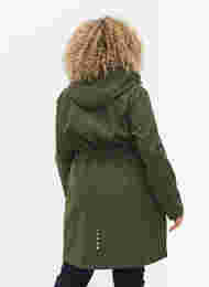 Lang softshell jakke med hætte, Forest Night Solid, Model