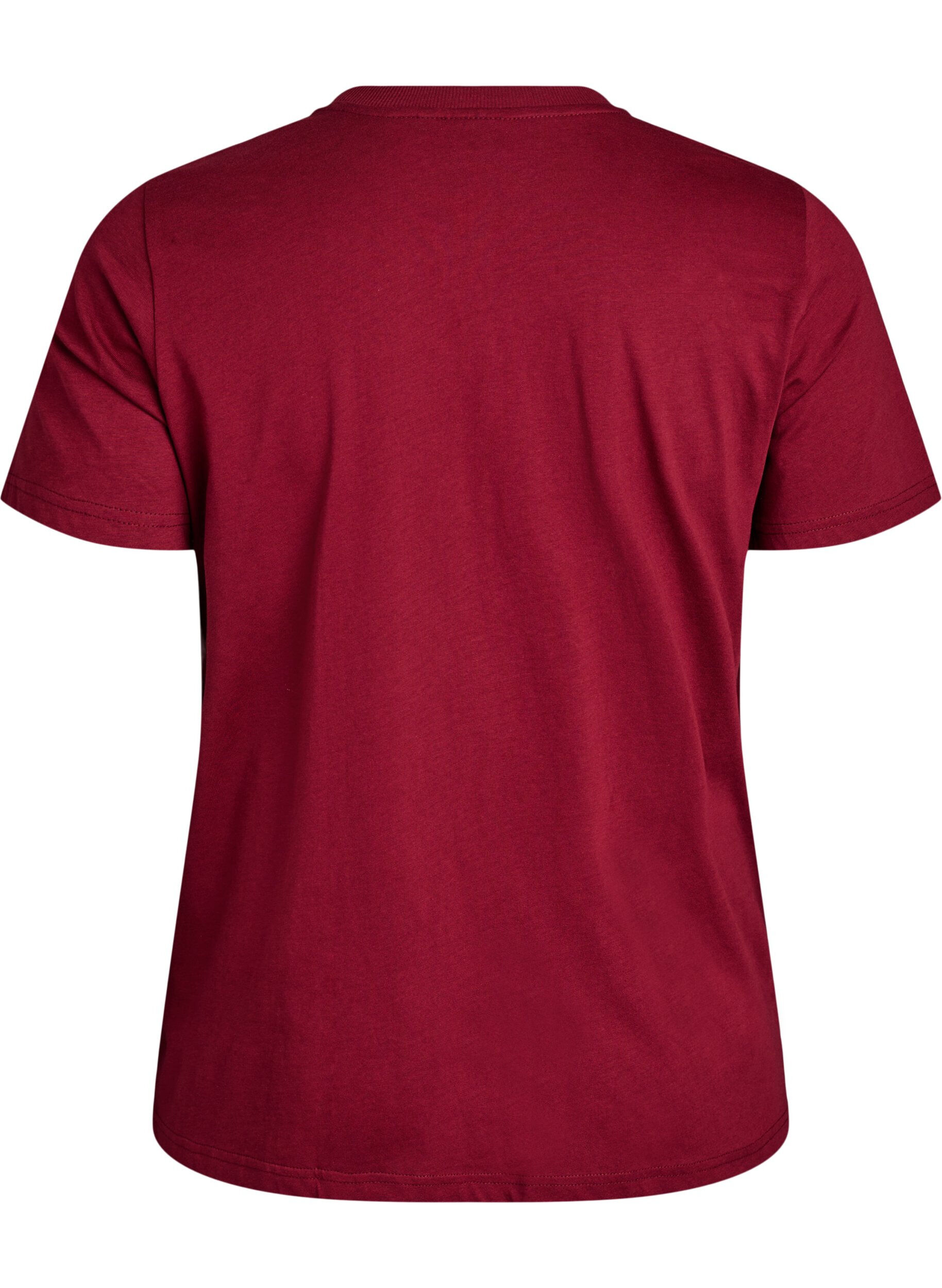 Zizzi Basis t-shirt i bomuld med rund hals, M&oslash;rk Bordeaux, Packshot image number 1