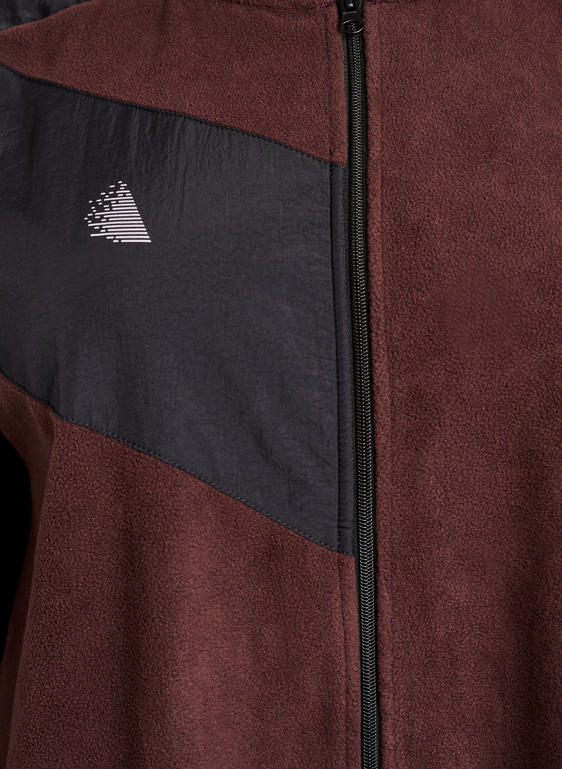 Zizzi Fleecejakke med h&aelig;tte og lommer, Brun, Packshot image number 2