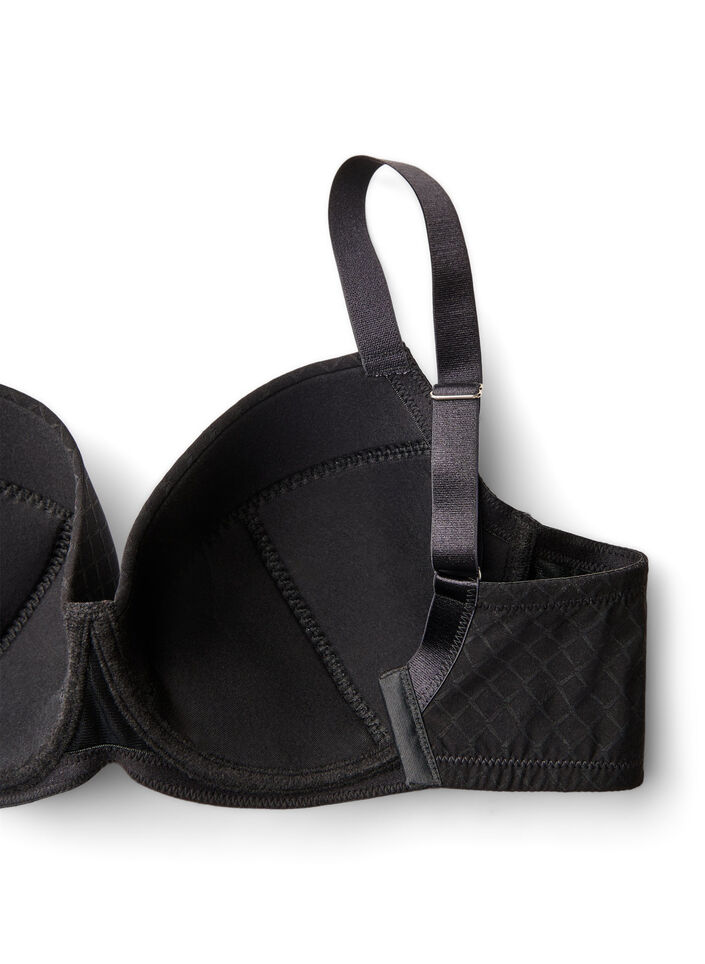 Vatteret microfiber bh med ternet m&oslash;nster, Sort, Packshot image number 3