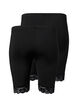 2-pak cykelshorts med blondekant, Black / Black, Packshot image number 1