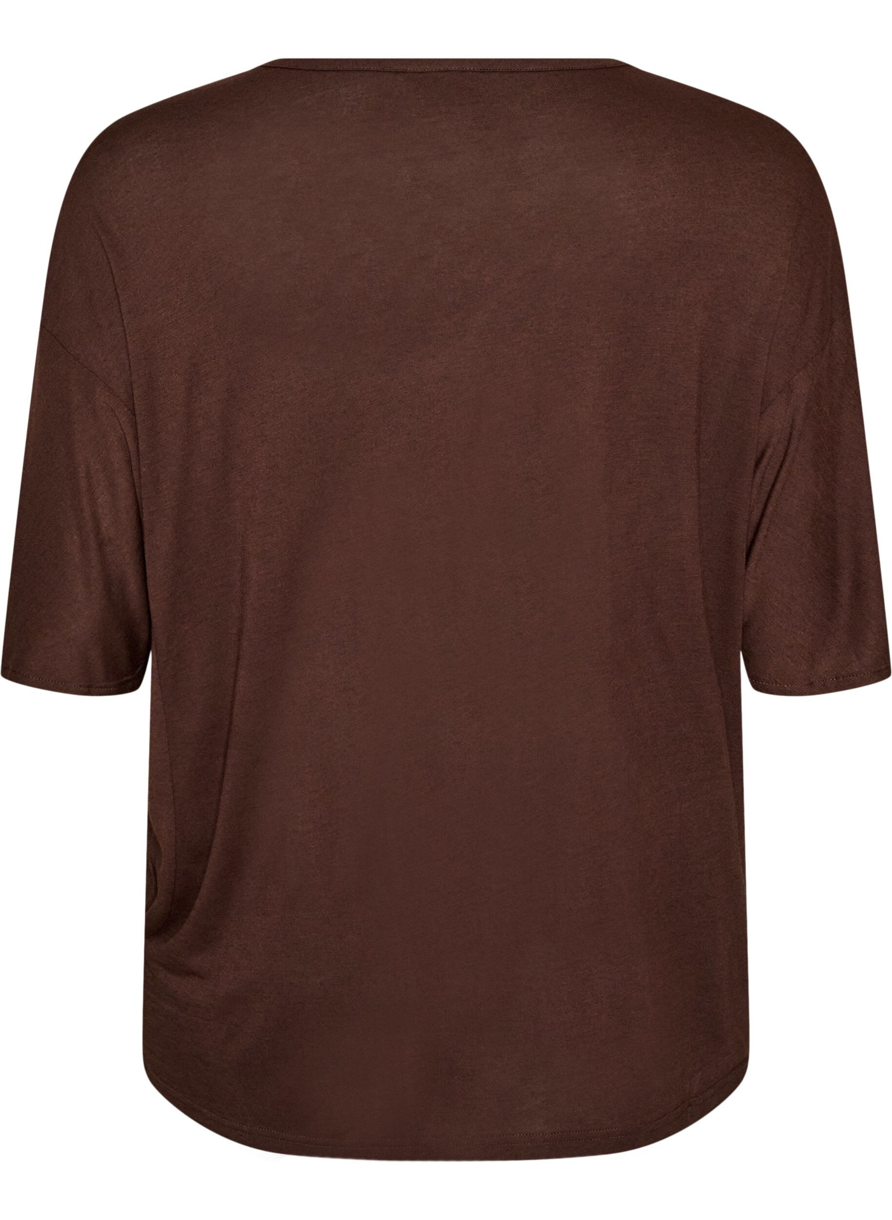 ZizziL&oslash;s T-shirt i viskosejersey, Brun, Packshot image number 1