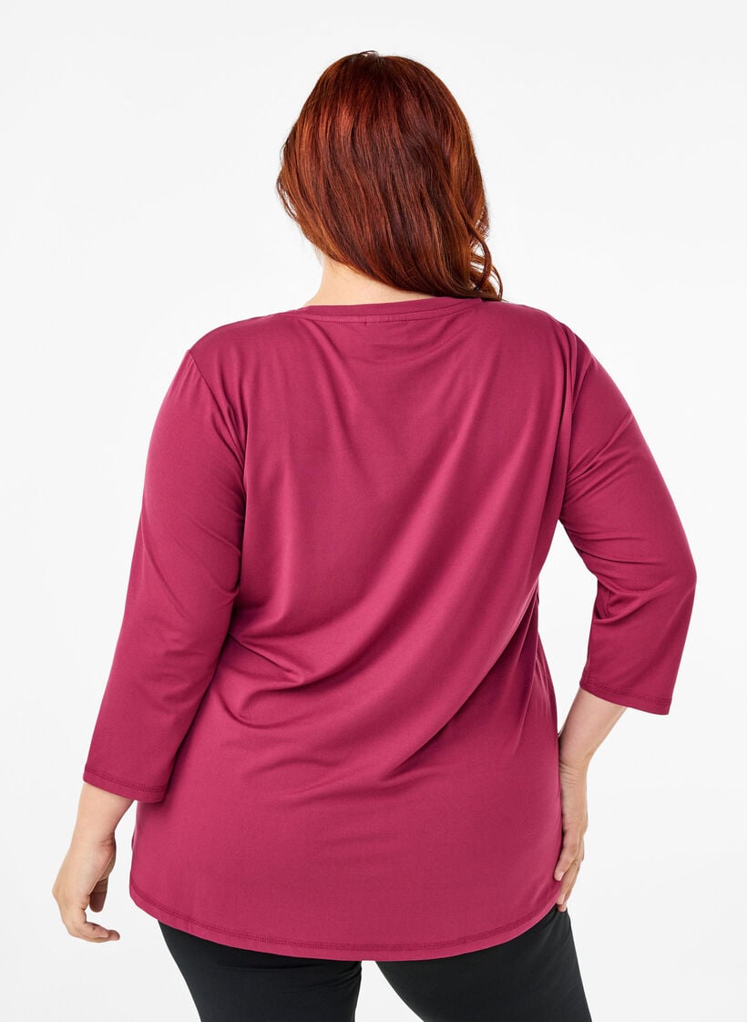 Tr&aelig;ningsbluse med 3/4 &aelig;rmer, R&oslash;d, Model image number 2