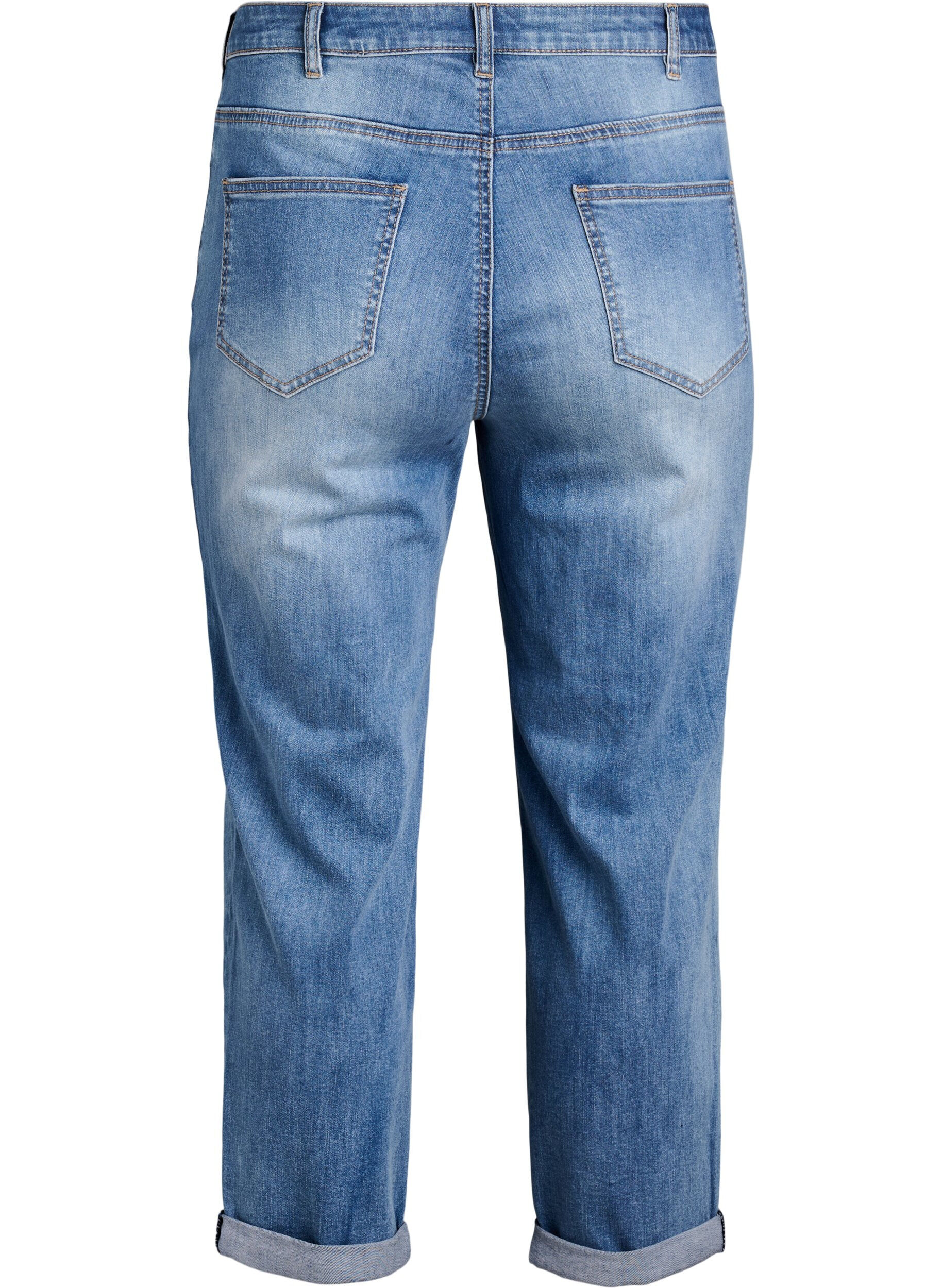 Zizzi7/8 jeans med opsm&oslash;g og h&oslash;j talje, Bl&aring;, Packshot image number 1