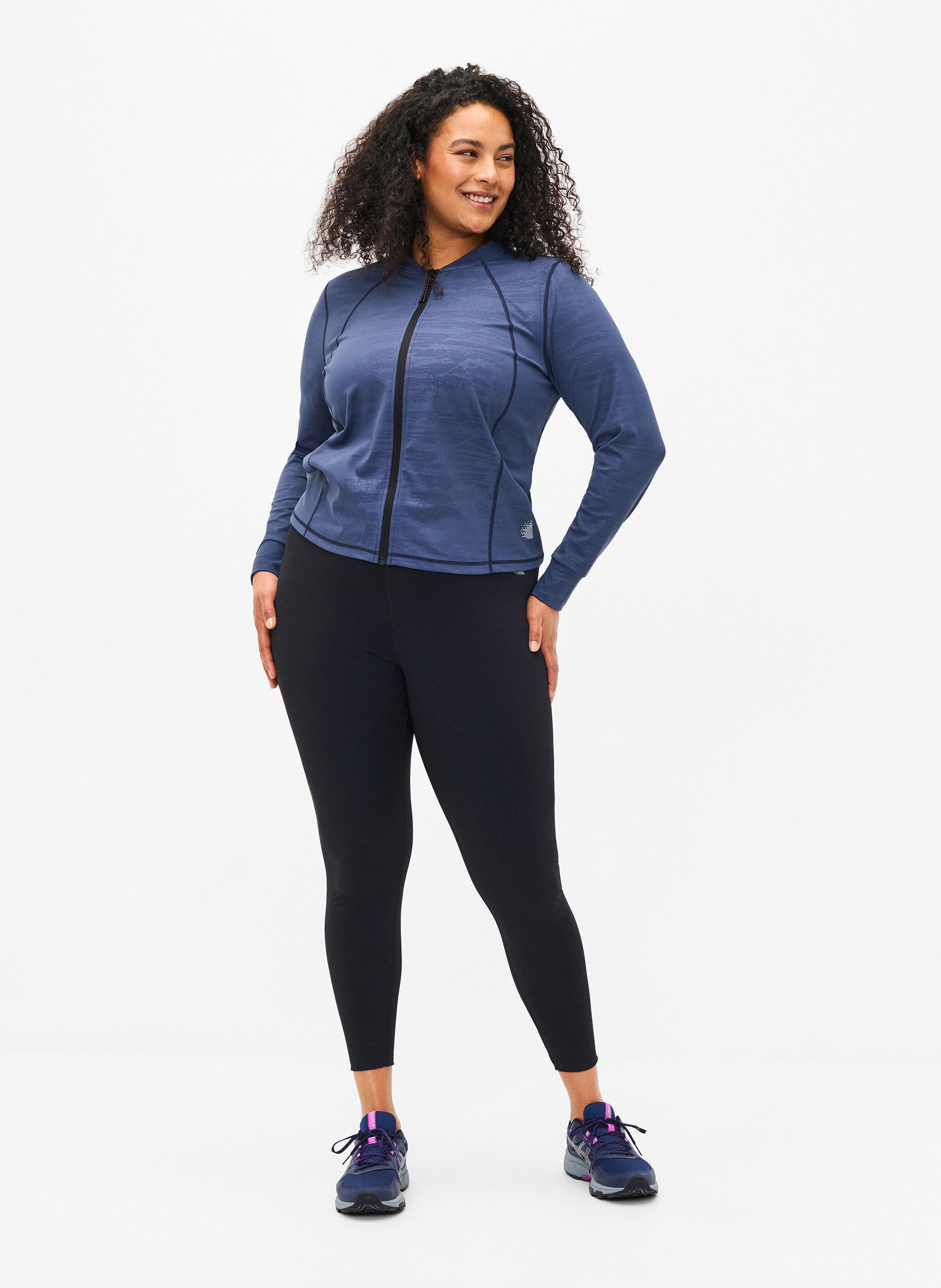 Zizzi Cropped tr&aelig;ningstights med lomme, Sort, Model image number 1