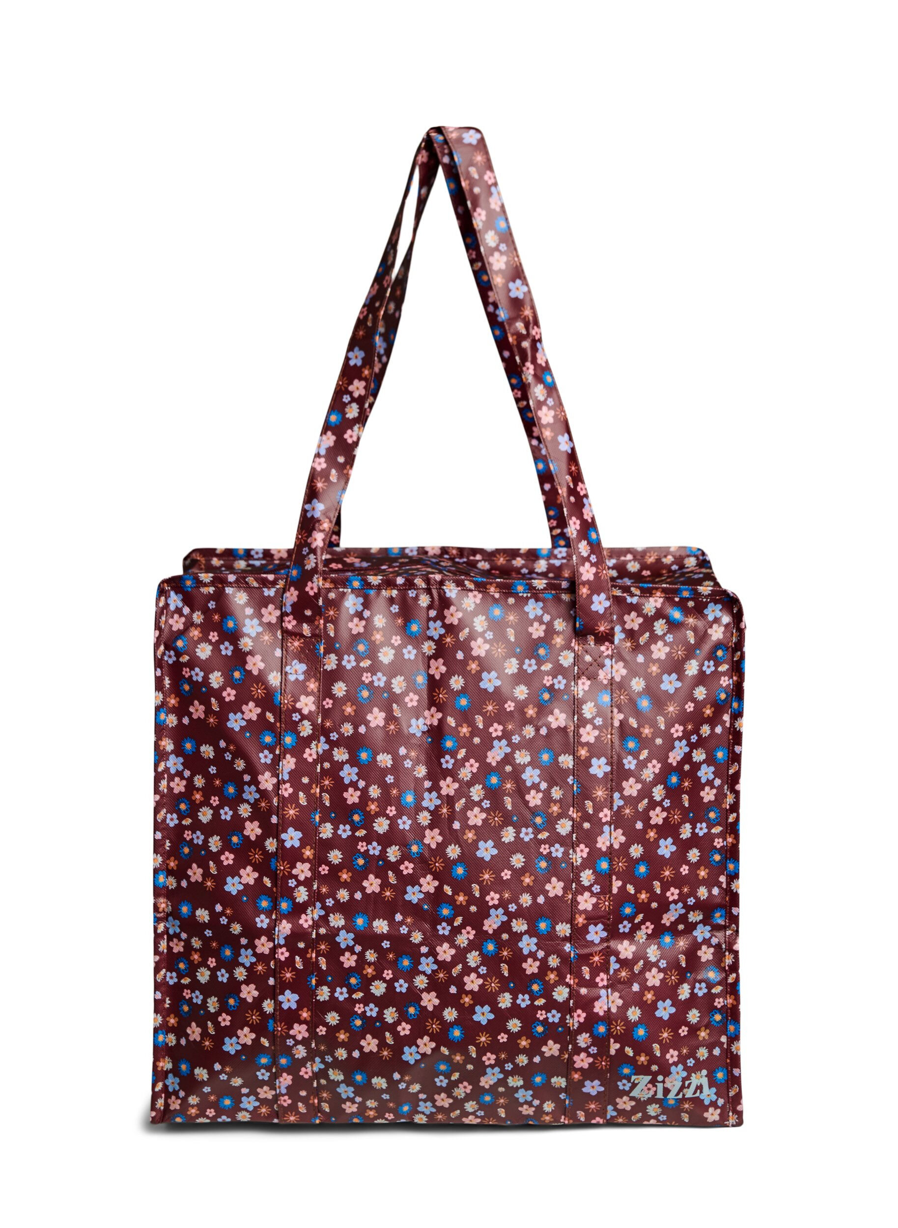 ZizziShoppingbag med lynl&aring;s, Brun, Packshot image number 1