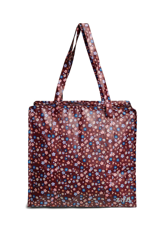 Shoppingbag med lynl&aring;s, Brun, Packshot image number 1
