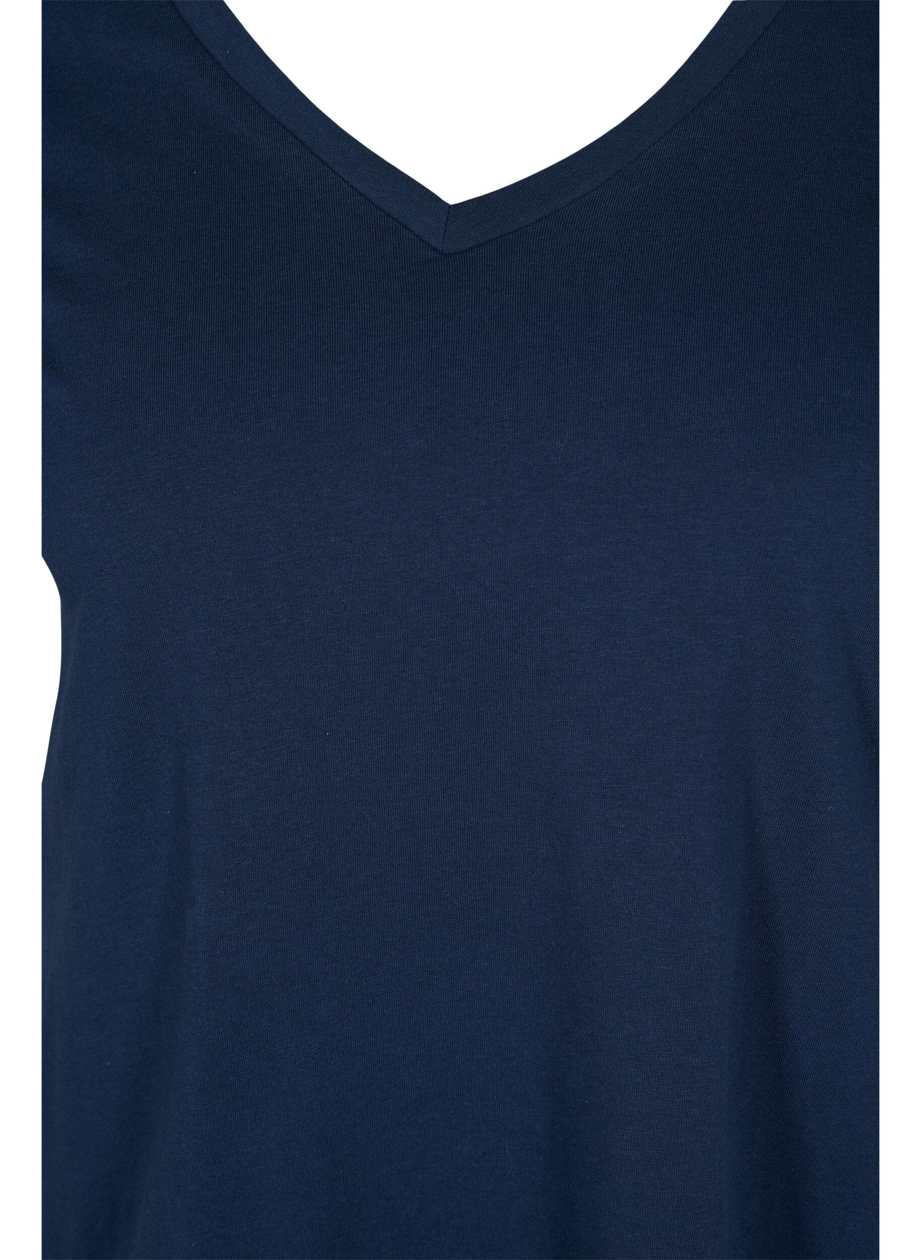 Zizzi 2-pak basis t-shirt i bomuld, Navy B/B White, Packshot image number 2