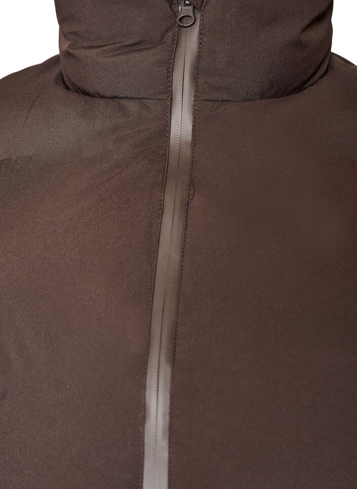 Kort puffervest med h&oslash;j krave, Brun, Packshot image number 2