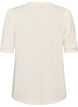 Bluse med knapdetalje og korte puf&aelig;rmer, Beige, Packshot image number 1