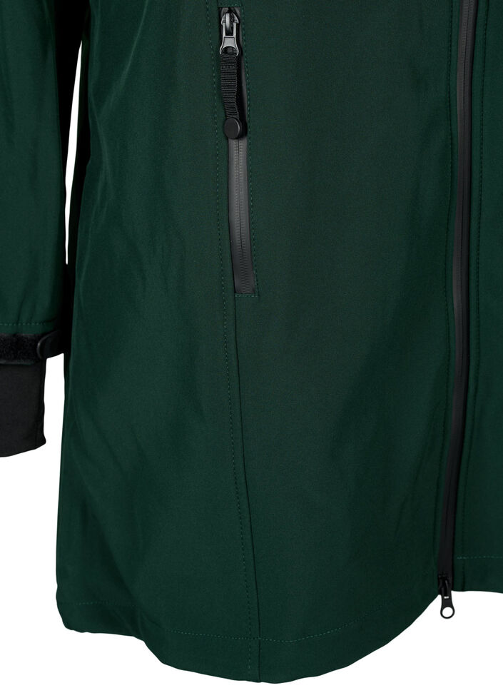 Softshell jakke med aftagelig h&aelig;tte, Gr&oslash;n, Packshot image number 3