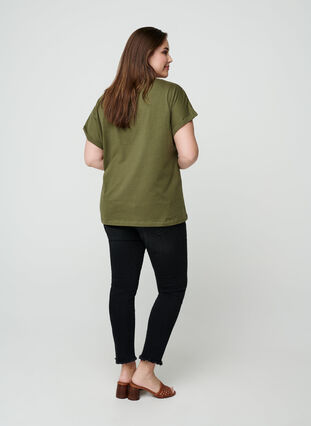 Kortærmet bomulds t-shirt med print, Ivy green w. Love, Model image number 1