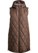 Mellemlang quiltet vest med h&aelig;tte, Brun, Packshot image number 0