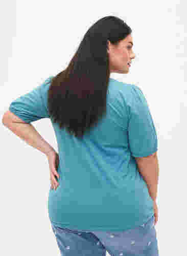 Bomulds t-shirt med 2/4 ærmer, Brittany Blue, Model image number 1
