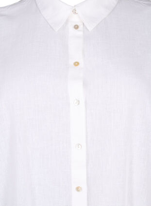 Lang skjorte i bomuldsmix med hør , Bright White, Packshot image number 2