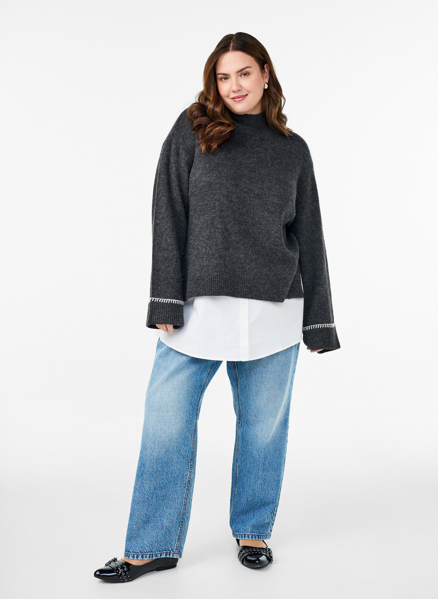 Zizzi Skjorteforl&aelig;nger i 100% bomuld, Hvid, Model image number 1