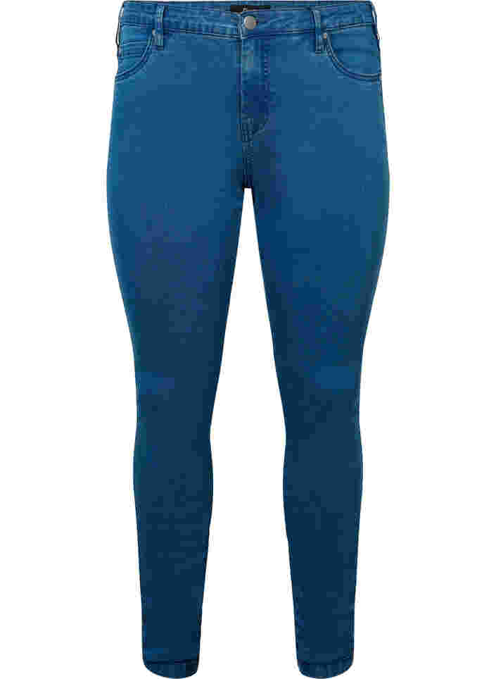 Højtaljede super slim Amy jeans, Mid Blue, Packshot image number 0