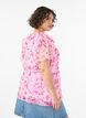 Blomstret bluse med fl&aelig;sekrave og peplum-effekt, Lyser&oslash;d, Model image number 2