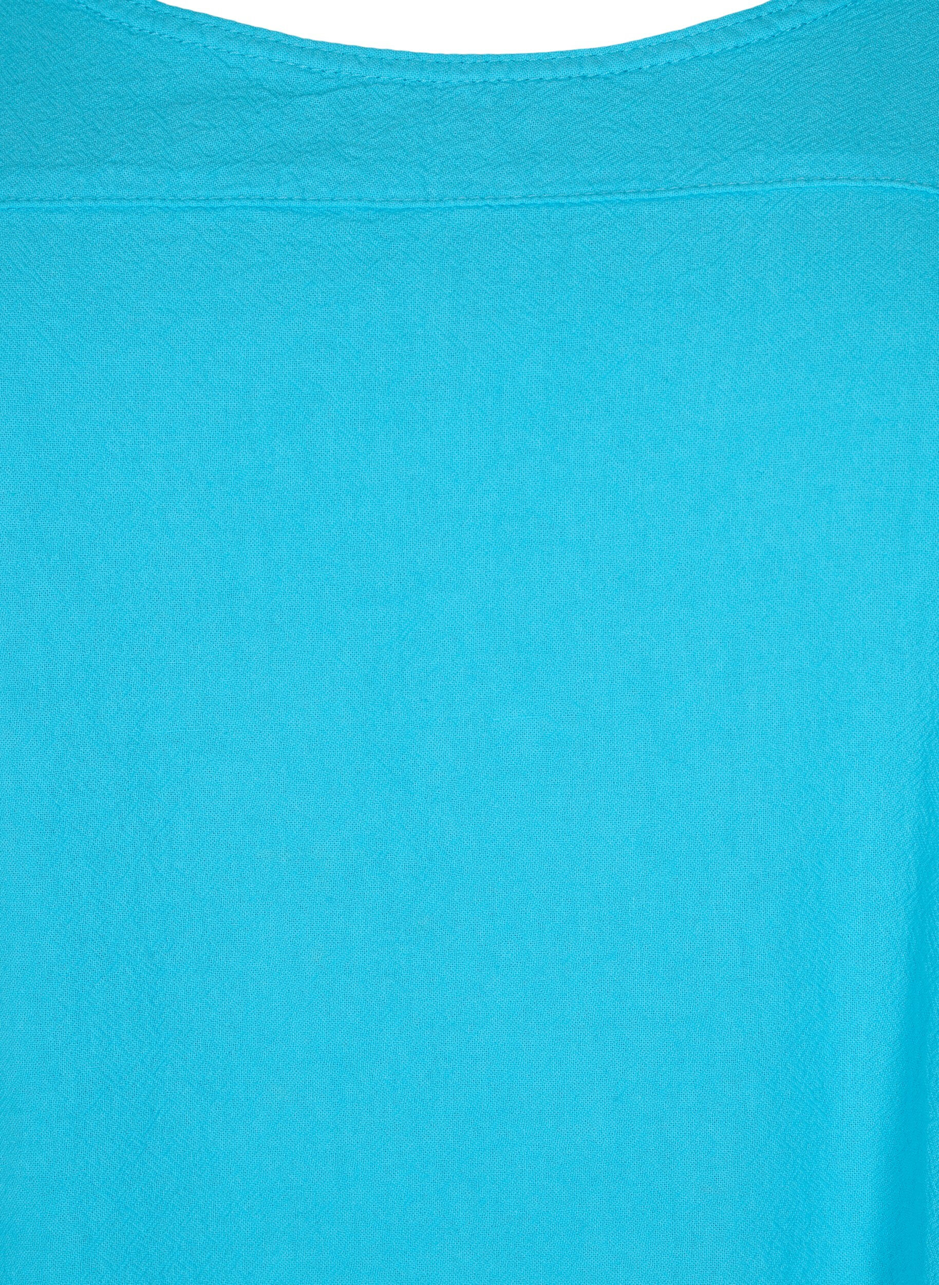 Zizzi Kort&aelig;rmet kjole i bomuld, Bl&aring;, Packshot image number 2